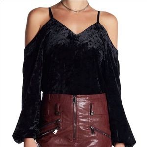 Romeo & Juliet Couture Velvet Cold Shoulder Top